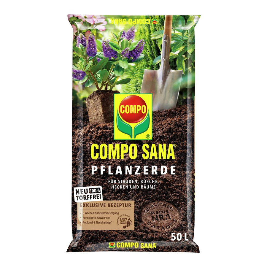 Compo Sana torffreie Pflanzerde für Stauden, Gehölze, Hecken und Gartenpflanzen, 50 kg - Bild 2