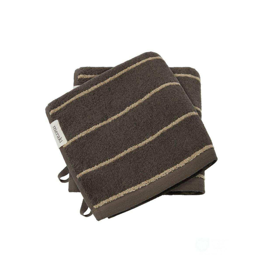 Meraki Handtuch Stripe in Grün und Sand aus Baumwolle, 2 Stück, Breite: 50 cm, Länge: 100 cm - Bild 1