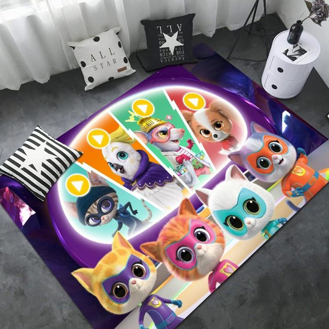 Junior Super Kitties Muster Zimmerteppich im nordischen Stil, rutschfest und modern, B/L: 40 x 120 cm - Bild 1
