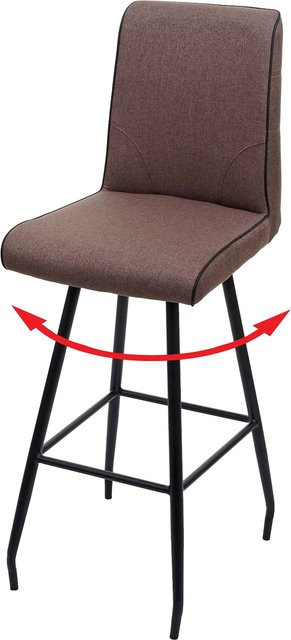 Drehbarer Barhocker MCW-H72 in Braun mit Fußablage aus Stahl und Textil - Bild 1