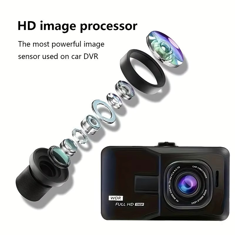 OBDResource Dashcam Full HD 1080P mit 3-Zoll-Bildschirm, 170 Grad Weitwinkel und Nachtsicht, Schwarz - Bild 4