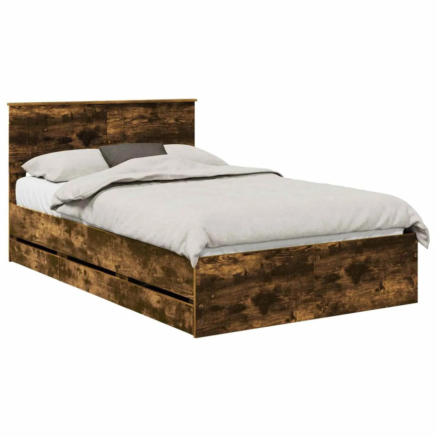 vidaXL Bettrahmen aus Rauchereiche in Braun mit Schubladen, B/T/H: 120 x 190 x 90 cm - Bild 2