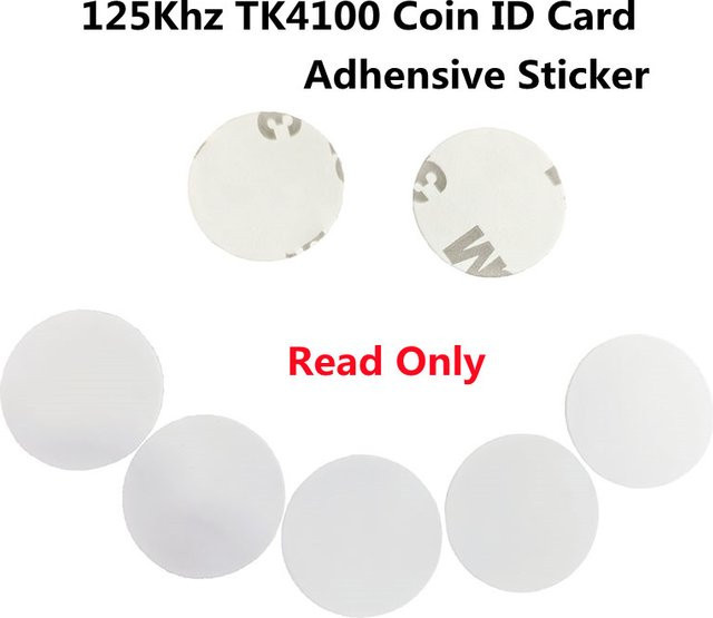 YEVERAXIN TK4100 EM4100 Smart Proximity Coin Card RFID-Tag mit selbstklebendem Aufkleber, 125 kHz, Durchmesser: 25 mm, für Zugangskontrolle - Bild 1