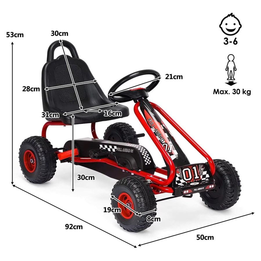 GOFLAME Go-Kart, Tretauto, mit verstellbarem Sitz, mit Handbremse, ab 3 Jahre - Bild 4