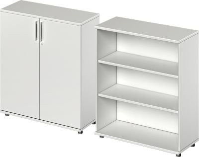 Schäfer Shop Genius Flügeltürenschrank mit Regal TETRIS WOOD in Lichtgrau, Breite: 100 cm - Bild 1