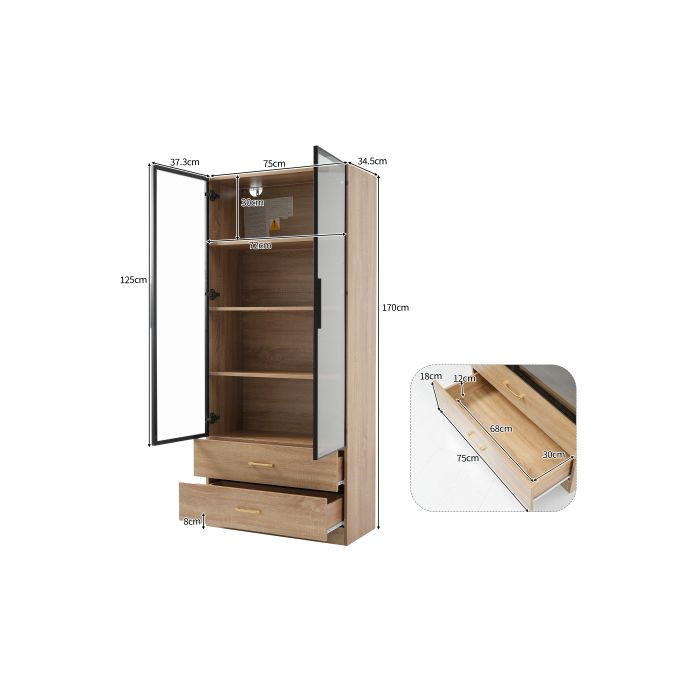MUVOE Badezimmerschrank modern mit integrierter LED-Beleuchtung und Glas, Breite: 75 cm - Bild 2