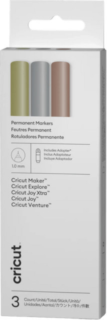 Cricut Permanente Metallic-Stifte 1,0 mm 3er-Set mit Adapter in Gold, Silber und Kupfer - Bild 1
