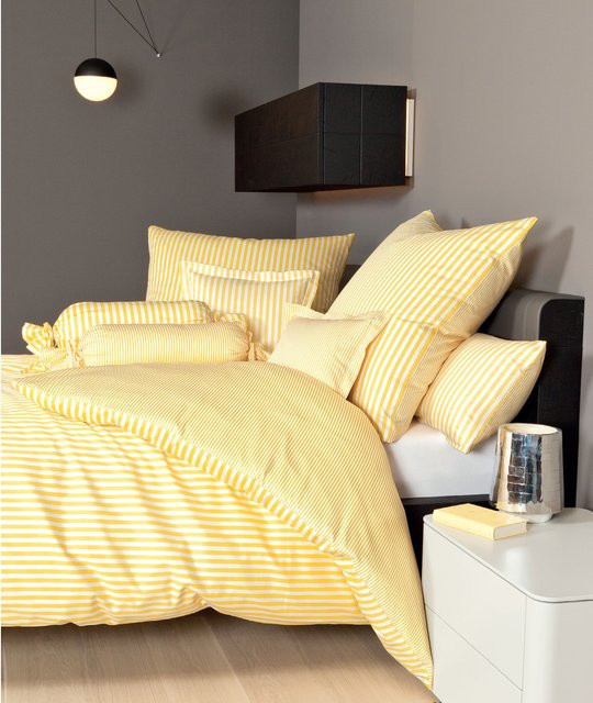 Janine Modern Classic 3912 Bettwäsche aus Mako-Satin, Gelb gestreift, B/H: 155 x 220 cm und 40 x 80 cm - Bild 2