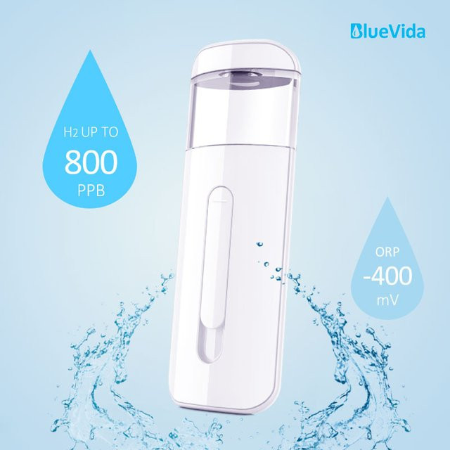 BlueVida Wasserstoff-Wassersprüher in Blau und Weiß für wasserstoffreiches Wasser mit bis zu 800 pb ORP - Bild 1