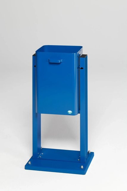PROREGAL Eckiger Abfallsammler für den Außenbereich mit Bodenplatte, Blau, H x B x T: 89 x 43 x 31,5 cm - Bild 1