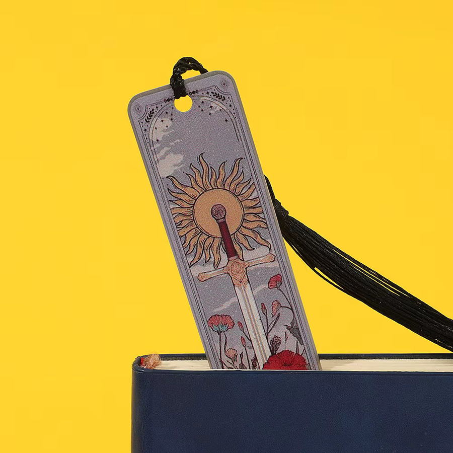 Tarot Sonne Mond Stern Metall-Lesezeichen-Set aus Edelstahl in Schwarz mit Quaste für Bücherliebhaber - Bild 2