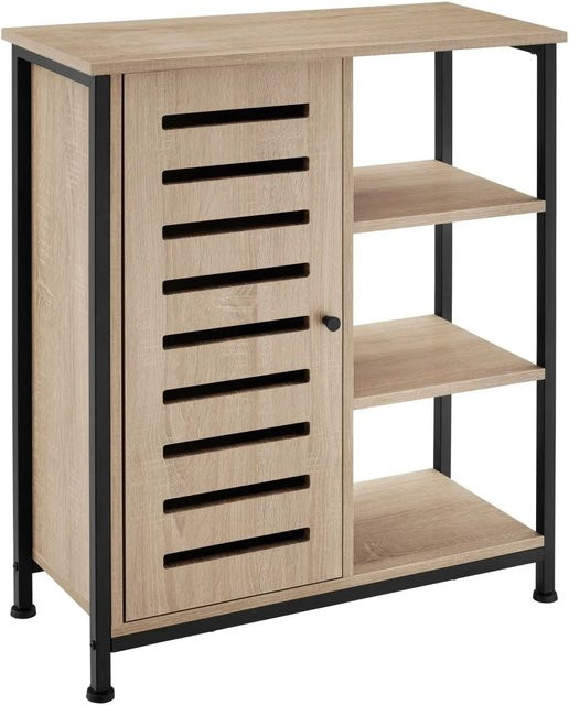 tectake Sideboard Industrial Style aus Holz und Stahl in Eiche Sonoma, B/T/H: 70 x 32 x 82 cm - Bild 2