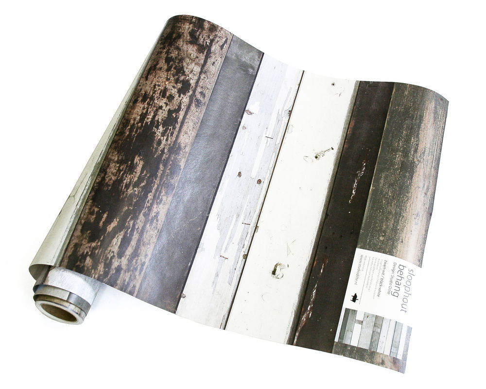 Studio Ditte Tapete Scrapwood in Black-White-Grey im Industrial-Look aus Vlies - Bild 2