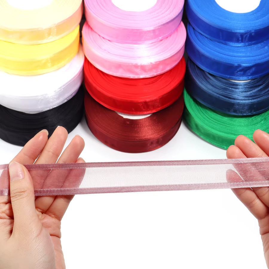 Buntes transparentes Chiffonband aus Organza für DIY Dekorationen, Hochzeit, Geburtstag und Geschenkverpackung, Breite: 2,5 cm, Länge: 45,72 m - Bild 3