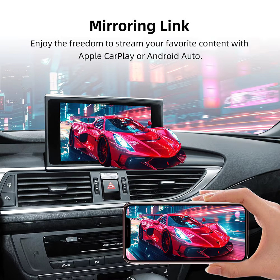 ANYFAR Kabelloses CarPlay und Android Auto Interface Nachrüst-Kit für Audi A6 A7 2010-2015 mit 6,5 Zoll oder 7 Zoll MMI 3G Bildschirm, Schwarz - Bild 2
