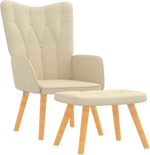 vidaXL Relaxsessel mit Hocker in Beige aus Stoff mit Metallgestell - Bild 1