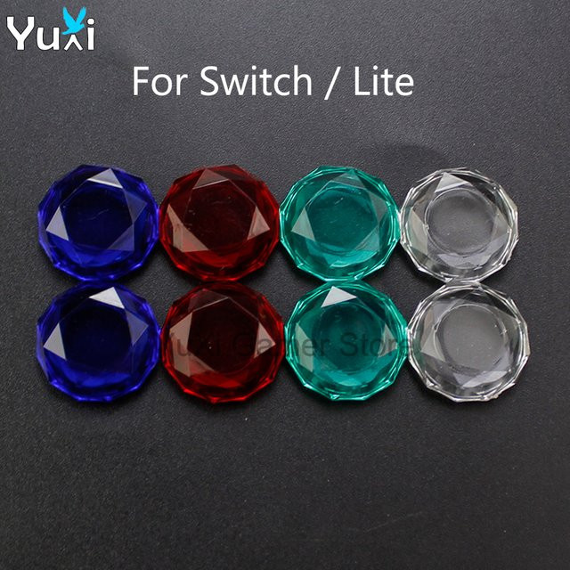 YuXi 2 Stück Kristall Joystick Daumengriff Abdeckung für Nintendo Switch und Switch Lite, transparent und grün - Bild 1