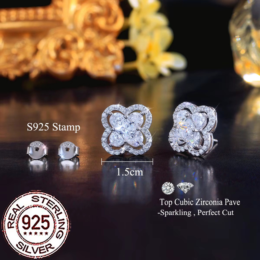 CWWZircons Ohrstecker, 925 Silber, Zirkonia, Kristall, Damen - Bild 3