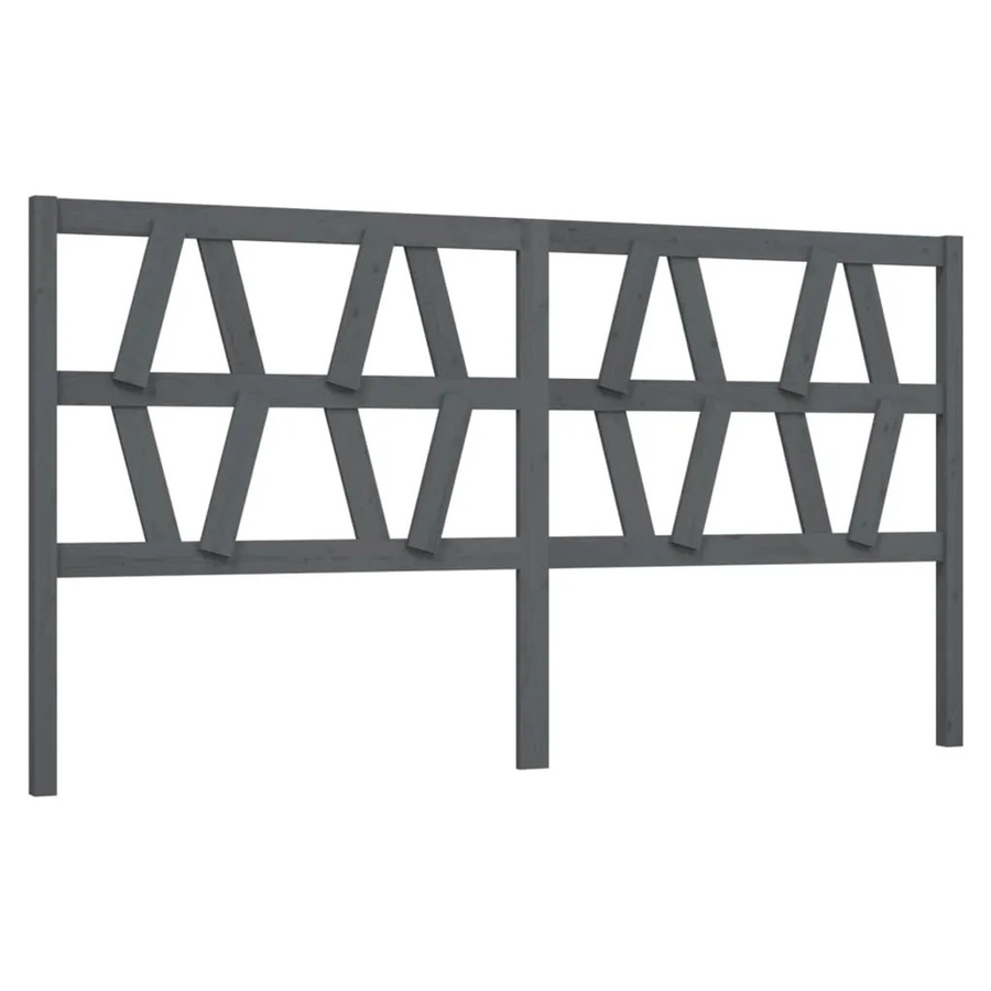 vidaXL Kopfteil aus Massivholz Kiefer in Grau mit Lattendesign und rustikaler Optik, B: 206 cm, H: 100 cm, T: 4 cm - Bild 2