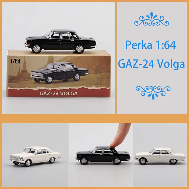 WELLY GAZ-24 Wolga, Automodell, Maßstab 1:64, Metall, Schwarz - Bild 1