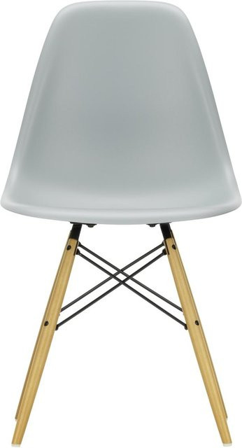 Vitra DSW Eames Plastic Side Chair in Grau mit Kunststoffschale und Holzbeinen - Bild 1