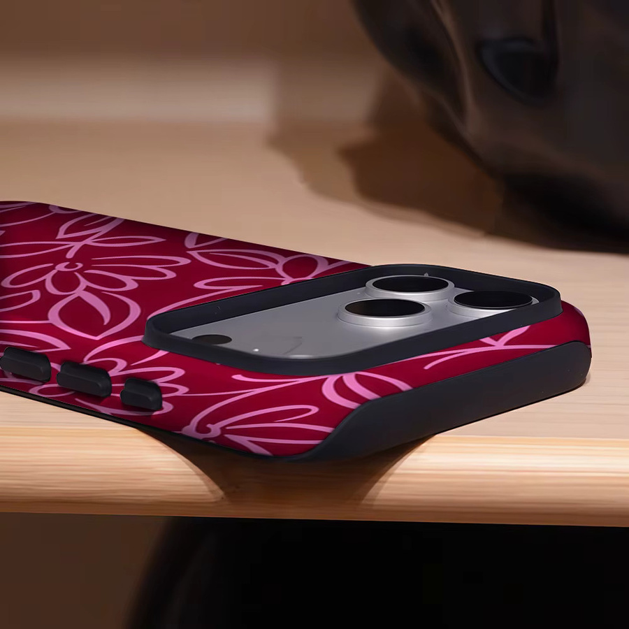 Potdemiel Minimal Art Floral Handyhülle in Pink für iPhone 17 16 15 14 13 Pro Max Plus mit magnetischer Double-Layer Tough Case Funktion - Bild 4