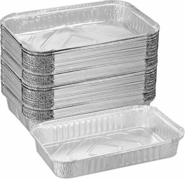 Relaxdays Grillschalen 50er Set aus Aluminium in Silber, Hitzebeständig, B/T/H: 31 x 21 x 4,5 cm - Bild 1