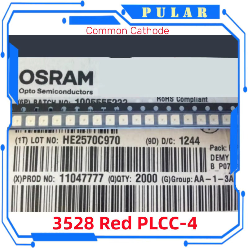 50 Stück SAMIORE ROBOT LSE6SF-V2BA-1 Super Red SMD LED PLCC-4 3528 Lichtperlen mit 1570 mcd und gemeinsamer Kathode - Bild 3