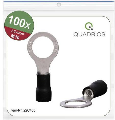 Quadrios 22C455 Ringkabelschuh Schwarz teilisoliert mit 4,0mm² Querschnitt und 10,5mm Lochdurchmesser - Bild 1