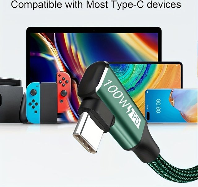 USB-C auf USB-C Schnellladekabel in Grün für iPhone 16, 15 Pro Max und Samsung Galaxy S24, S23, S22, S21, S20, S10 - Bild 1