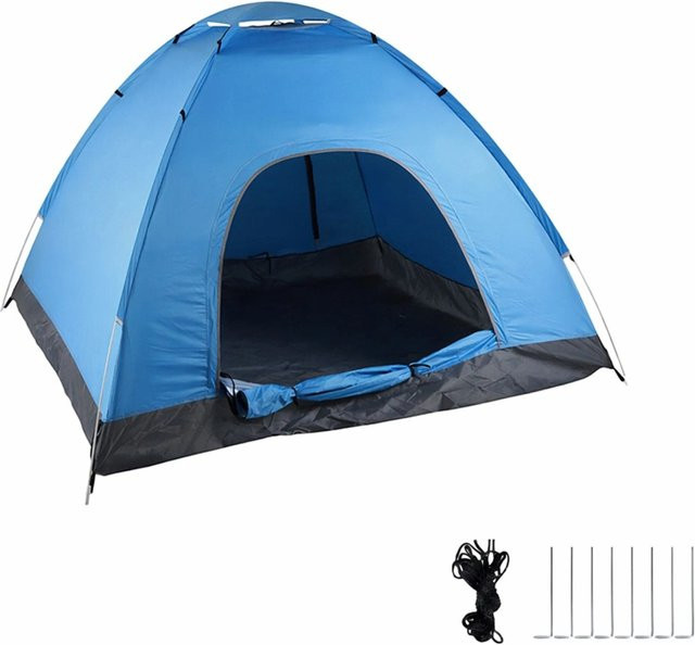 Relaxdays Pop Up Zelt aus Polyester in Blau mit UV-Schutz UPF 50+, B/T/H: 135 x 200 x 200 cm - Bild 1