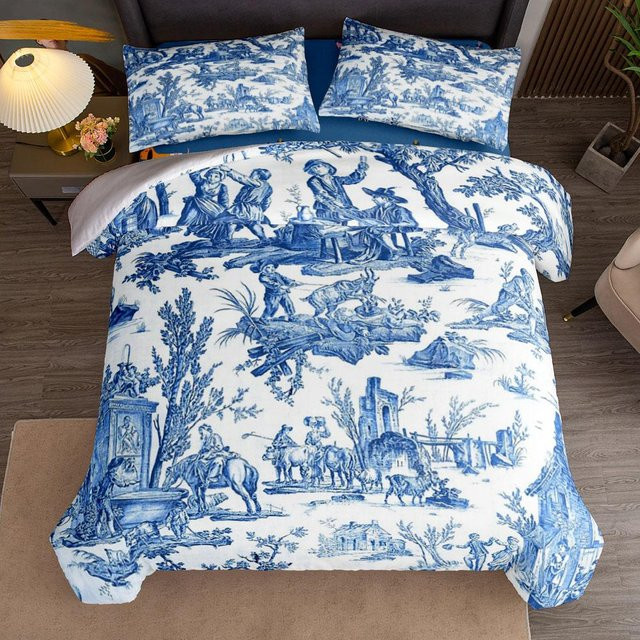 Bettwäsche Set Claude Monet Der Garten in Argenteuil von JMG Household Supplies mit Bettbezug und Kissenbezug in Blau, Breite: 200 cm, Höhe: 230 cm - Bild 1