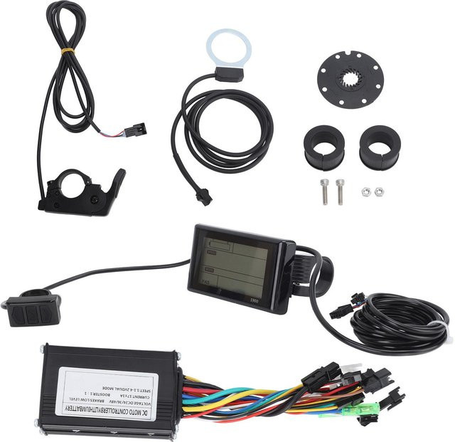 Igeteck Elektrofahrrad Umrüstsatz 36V 48V mit S900 LCD-Panel, 17A 3-Modus Controller, FT 8C Tretunterstützungssensor und 109R Daumengasgriff in Grau/Schwarz - Bild 1