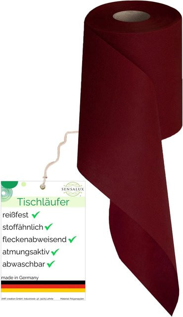 Sensalux Vlies-Tischläufer Bordeaux, wasserabweisend und waschbar, Breite: 15 cm, Länge: 25 m - Bild 1
