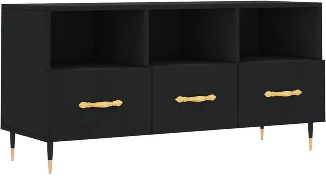 vidaXL TV-Schrank Schwarz aus Holzwerkstoff und Eisen B/T/H: 102 x 36 x 50 cm - Bild 1