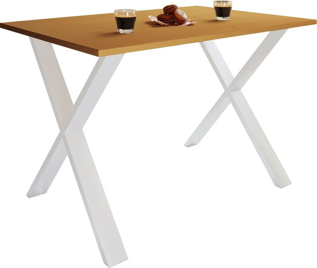 VCM Holzesstisch Xona U mit Eisenfußgestell in Holzstruktur-Nachbildung, B/T/H: 110 x 80 x 76 cm - Bild 1