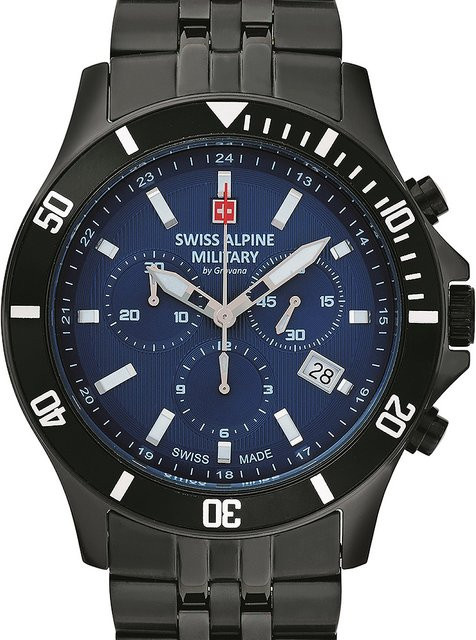 Swiss Alpine Military Chronograph, Quarz, Edelstahl, Blau, 42 mm, Herren - Bild 1