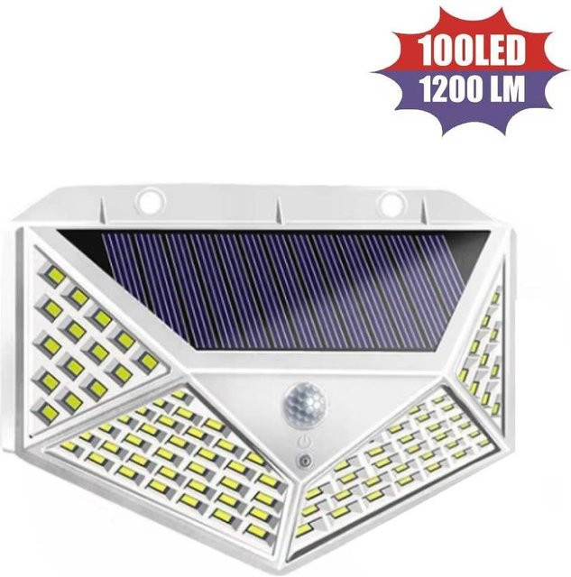 YWZT BEIMT Factory Solar-Wandleuchte mit 100 LED und Bewegungssensor, IP65 Wasserdicht, Weiß - Bild 1