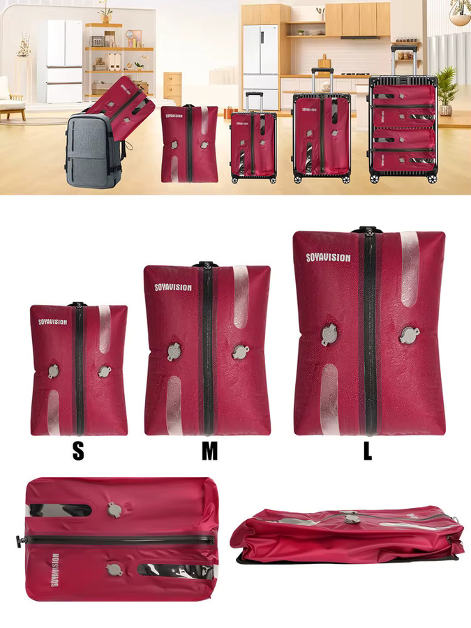SOYAVISIO Vakuum-Kompressionsbeutel als Reise-Organizer für Kleidung in Schwarz und Transparent - Bild 6