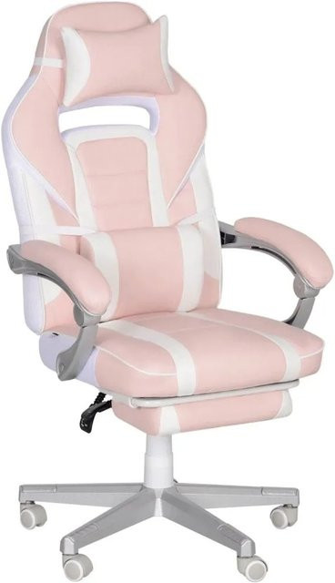 HOMCOM Gamingstuhl aus Kunstleder in Rosa mit Kopfstütze und Armlehnen, B/T/H: 63 x 63 x 115,5-123 cm - Bild 1