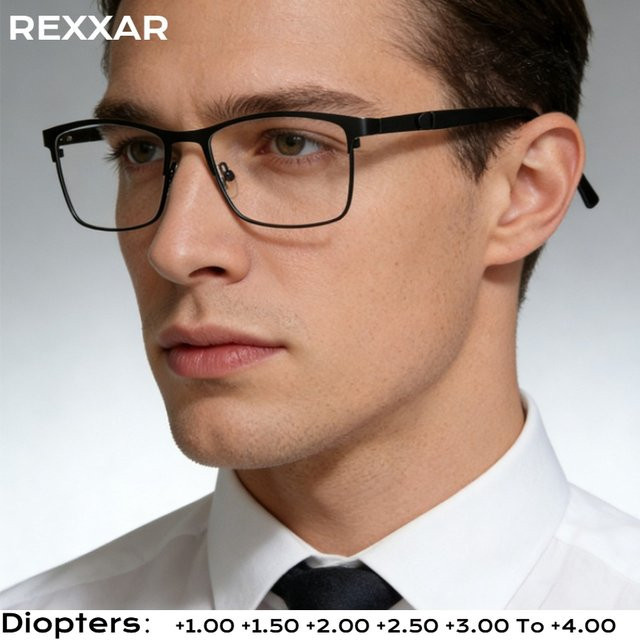 Rexxar Lesebrille, Halbrand, Metall, rectangular, Unisex, schwarz - Bild 1
