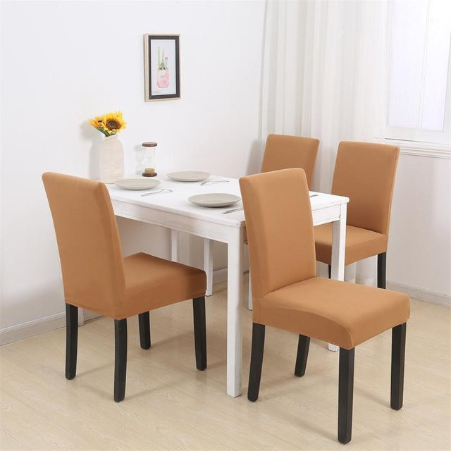 Love Home Garden Elastische Stuhlbezüge für Esszimmer und Bankett, Kamelfarben - Bild 1