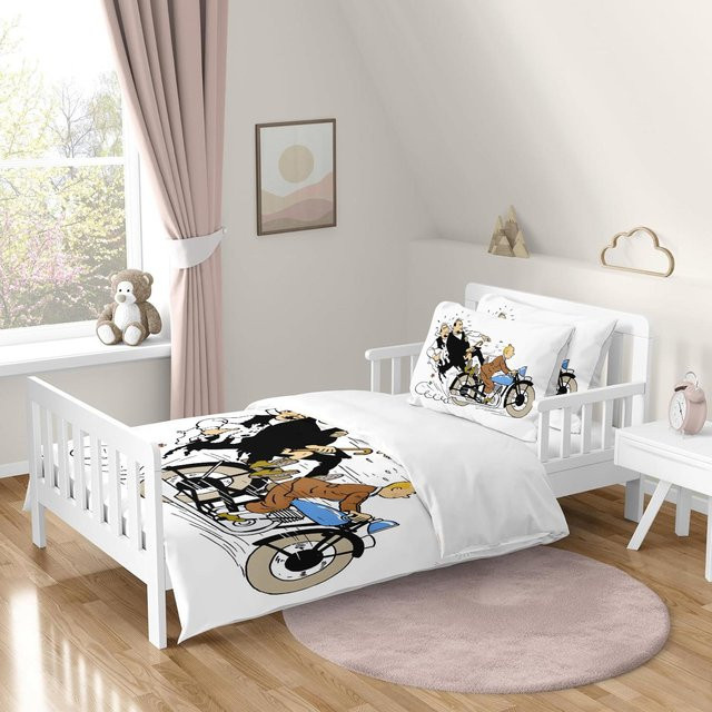 Bettwäsche-Set Die Abenteuer von Tim und Struppi mit Bettbezug und Kissenbezug in Weiß, Material Mikrofaser Polyester, Breite: 90 cm, Länge: 200 cm - Bild 1