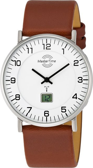 Master Time Herrenuhr, Quarz, Edelstahl, 42 mm, Leder, Silber - Bild 1