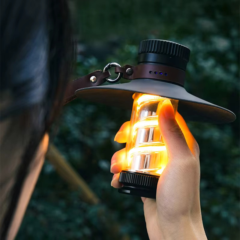 Feimefeiyou LED Camping Licht Schwarz USB wiederaufladbare tragbare Taschenlampe mit stufenloser Dimmung und IP4x Wasserdichtigkeit für Garten und Notbeleuchtung - Bild 2