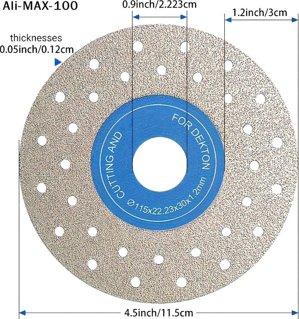 Hoeaden Diamantsägeblatt für Keramik- und Granitfliesen, Silber, Durchmesser: 115 mm - Bild 1
