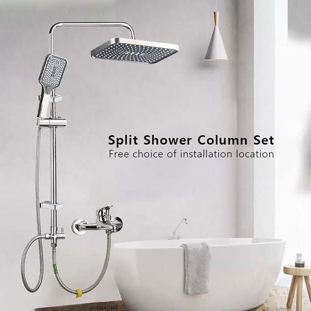 WJNMONE Edelstahl Duschsystem mit Regendusche und Messing-Ventil für Badewanne und Dusche - Bild 1