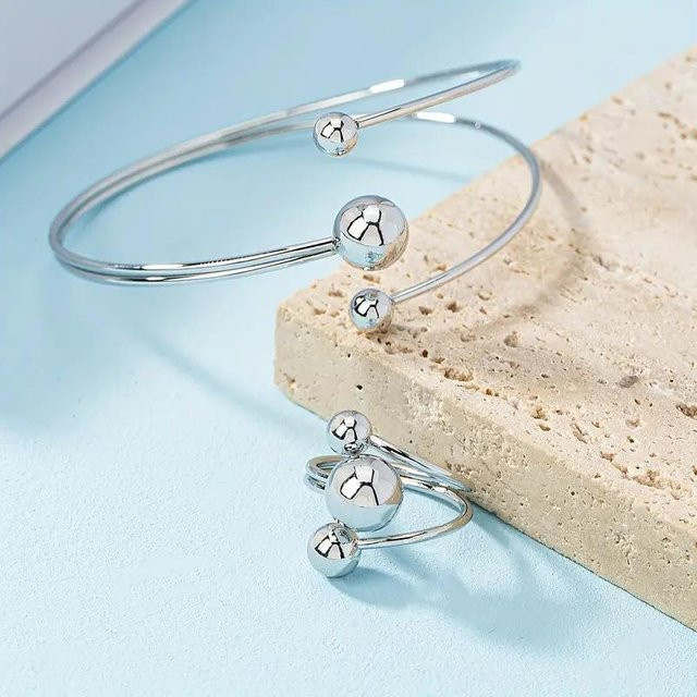 yuyongzhi Schmuck-Set Armband und Ring, Gold und Silber, Damen - Bild 1