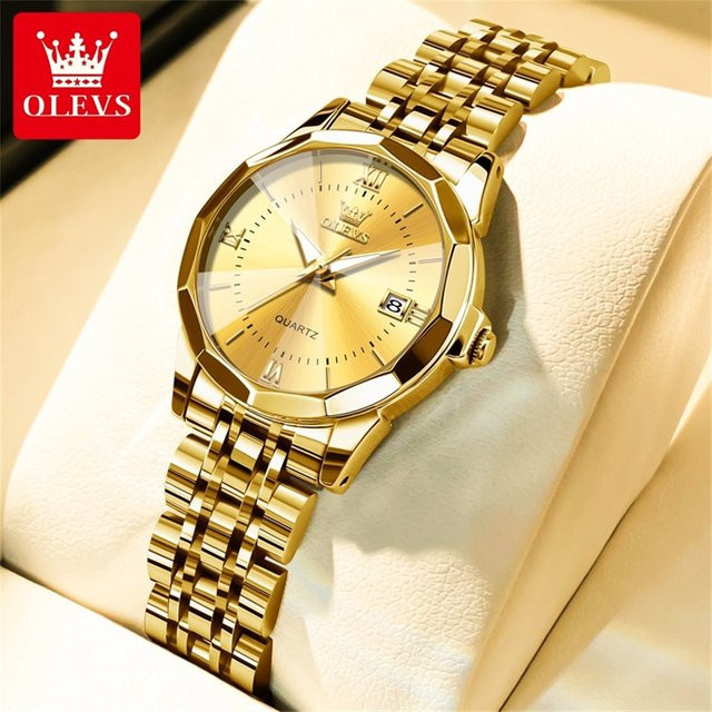 OLEVS Armbanduhr, Quarz, Gold, Edelstahl, Damen, Wasserdicht - Bild 1