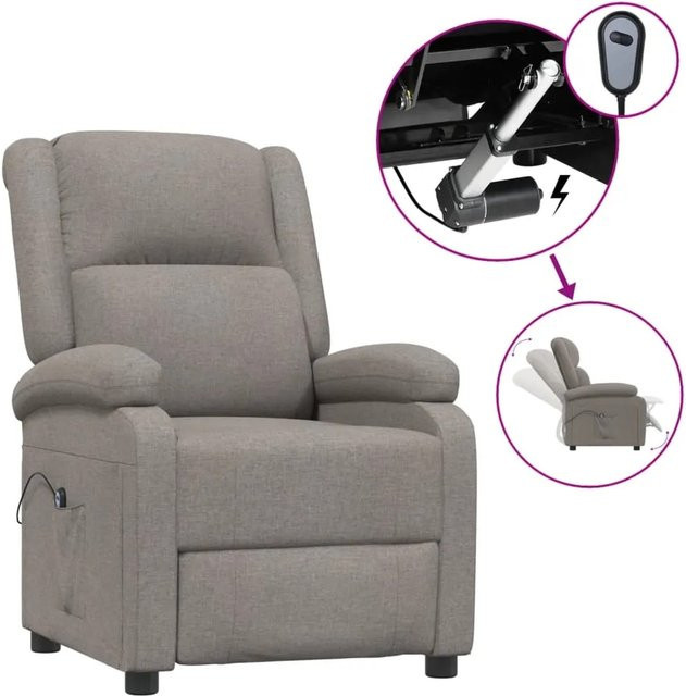 vidaXL Elektrischer Relaxsessel mit ausfahrbarem Ottoman in Taupe aus Stoff - Bild 1